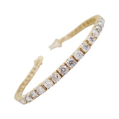 Bracelet de tennis en or jaune 14 carats avec diamants ronds et brillants de 9,75 carats