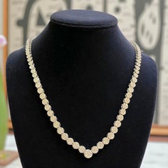 9.75 Ct F/VS1 Round Brilliant Diamonds Cluster Tennis Necklace 14K White Gold