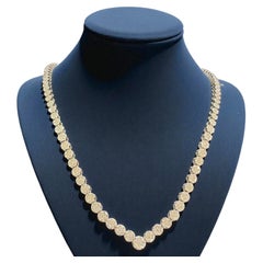 9.75 Ct F/VS1 Round Brilliant Diamonds Cluster Tennis Necklace 14K White Gold