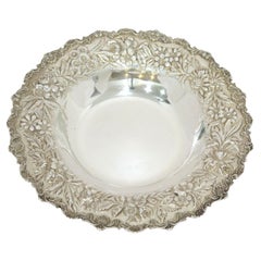 9.75 in - Sterling Silver S. Kirk & Son Antique Floral Repousse Serving Bowl