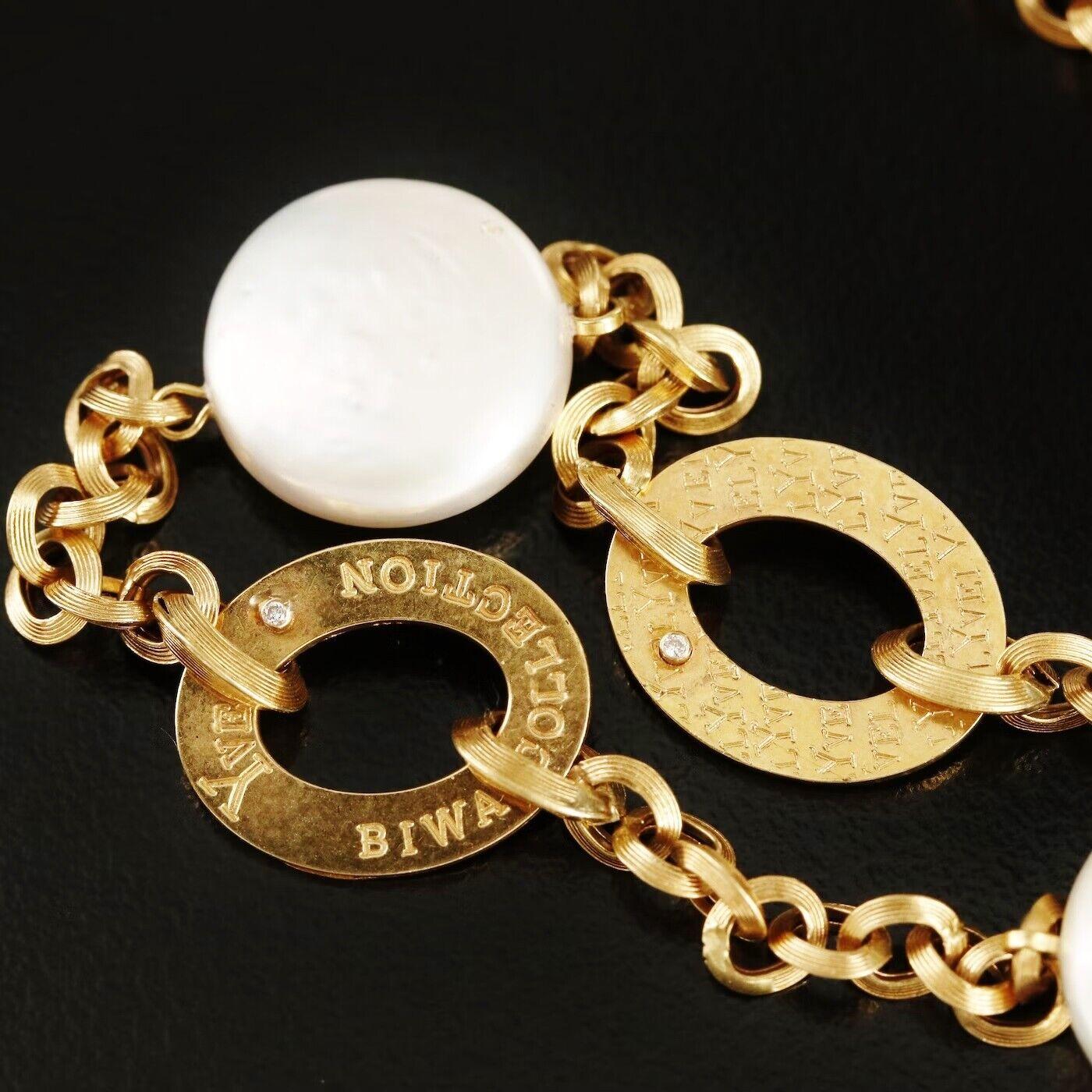$9750 / Yvel Biwa Coin Pearl Diamond Statin Necklace / 18k Gold 1