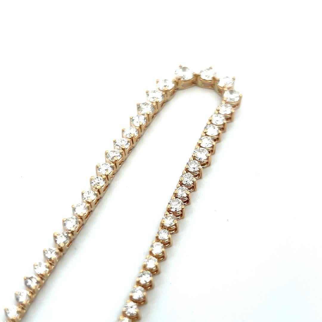 Collier Riviera en or jaune 14 carats, diamant rond brillant de 9,75 ct (F VS) en vente 3