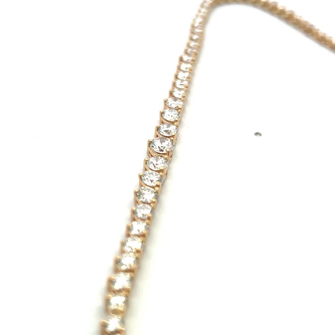 Collier Riviera en or jaune 14 carats, diamant rond brillant de 9,75 ct (F VS) en vente 4