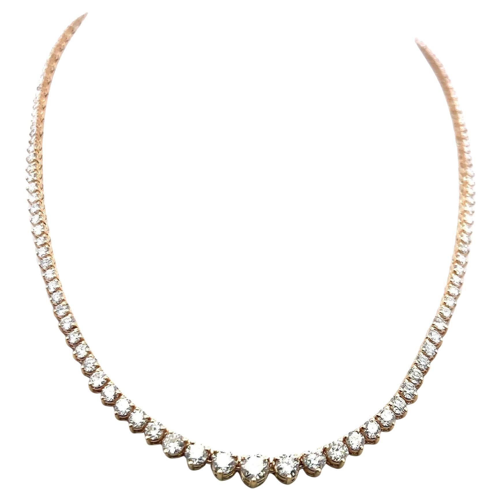 Collana Riviera con diamanti tondi e brillanti da 9,75 carati in oro giallo 14K (F VS)