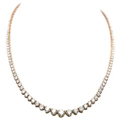 Collana Riviera con diamanti tondi e brillanti da 9,75 carati in oro giallo 14K (F VS)