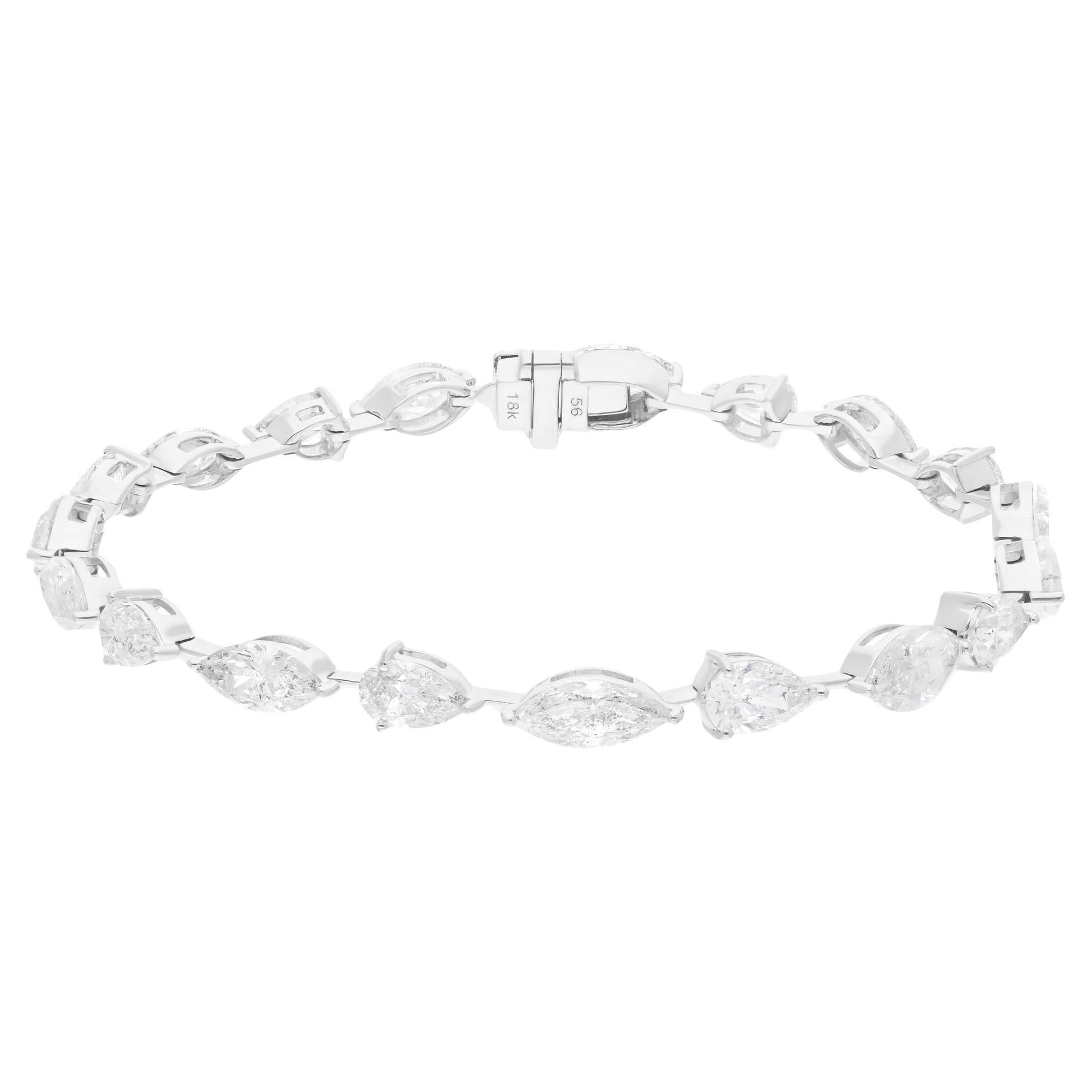 9.76 Carat SI/H Pear Marquise Diamond Bracelet 14 Karat White Gold Fine Jewelry For Sale