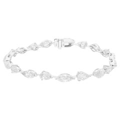 Bracelet jonc fin en or blanc 14 carats avec diamants taille poire marquise de 9,76 carats SI/H