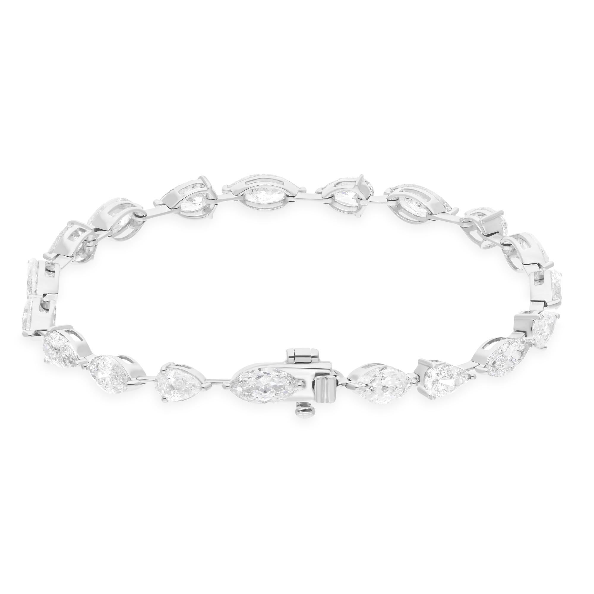 9.76 Carat SI/H Pear Marquise Diamond Bracelet 18 Karat White Gold Fine Jewelry In New Condition For Sale In Diera, Dubai