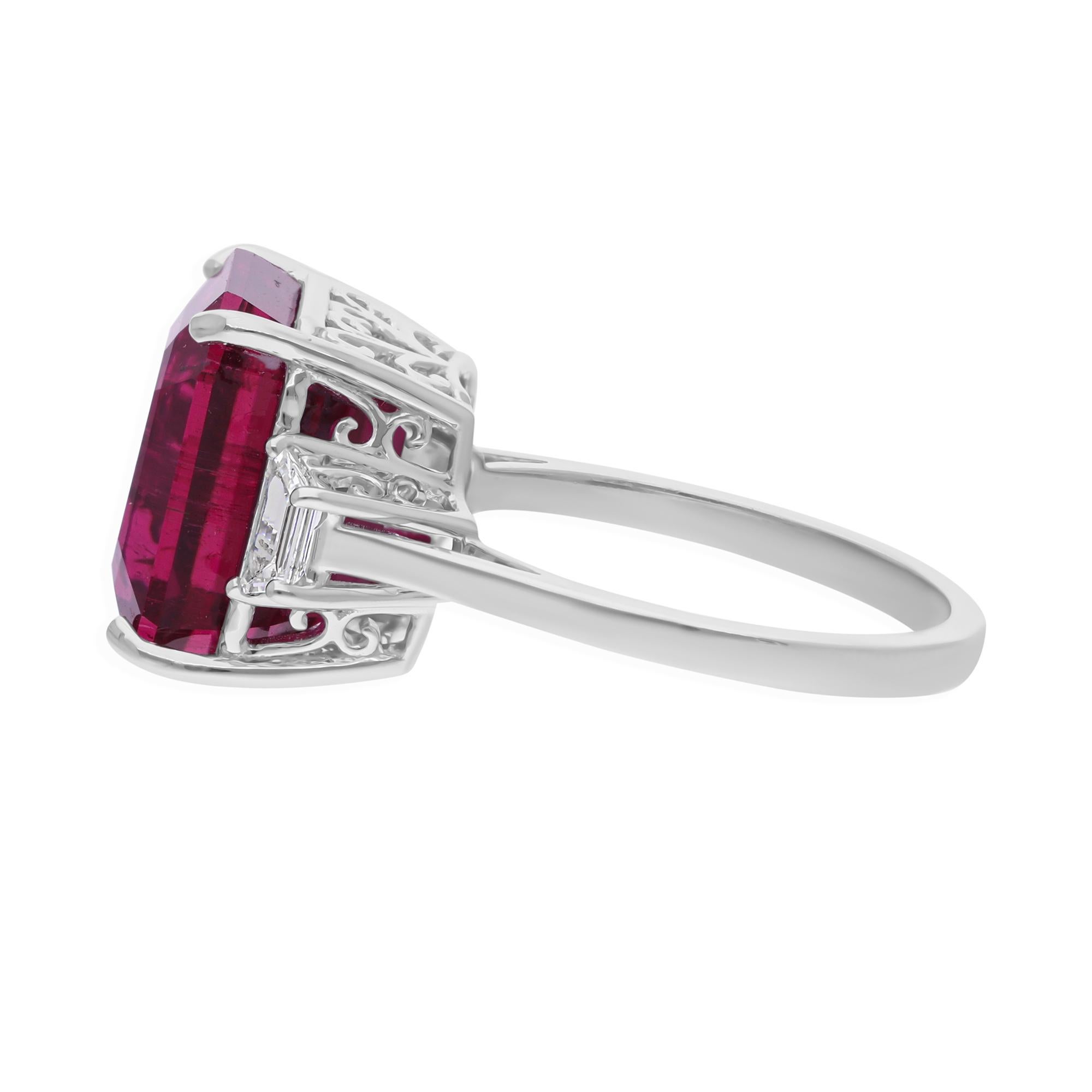 En venta: Anillo de cóctel de turmalina de 9,76 quilates Diamante SI/H de 0,34 quilates Oro blanco de 14 quilates  6