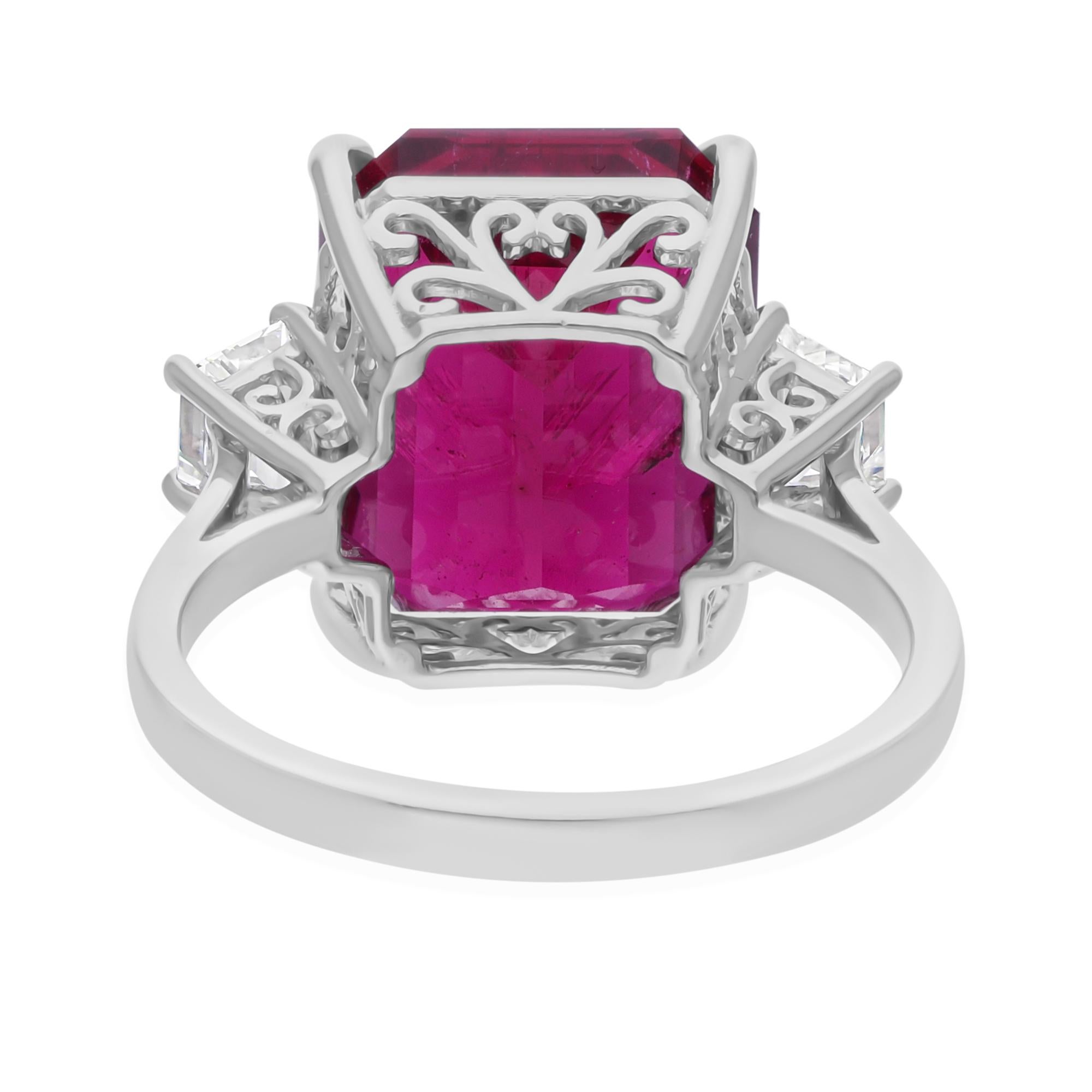 En venta: Anillo de cóctel de turmalina de 9,76 quilates Diamante SI/H de 0,34 quilates Oro blanco de 14 quilates  7