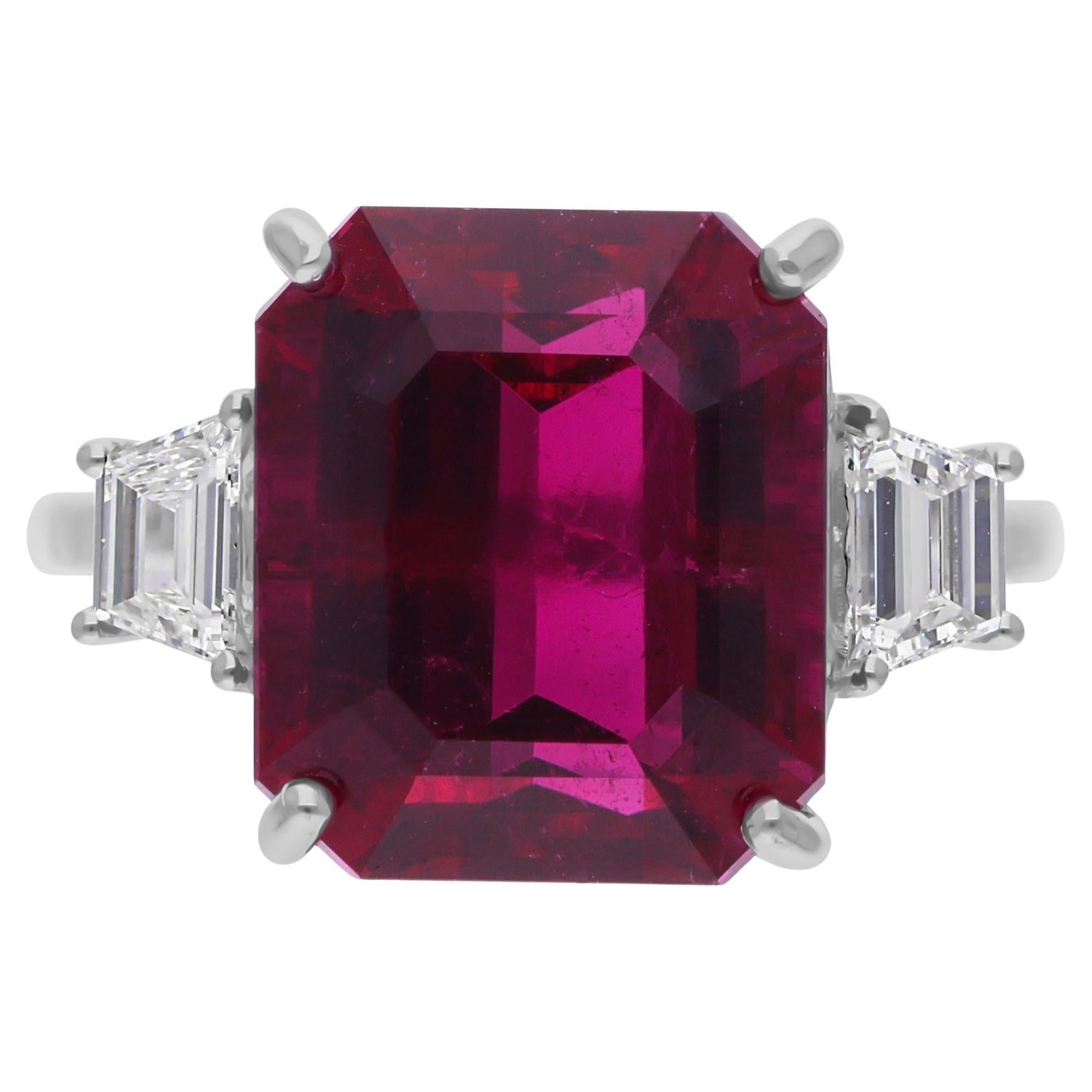 9.76 Carat Tourmaline Cocktail Ring 0.34 Carat SI/H Diamond 18 Karat White Gold For Sale