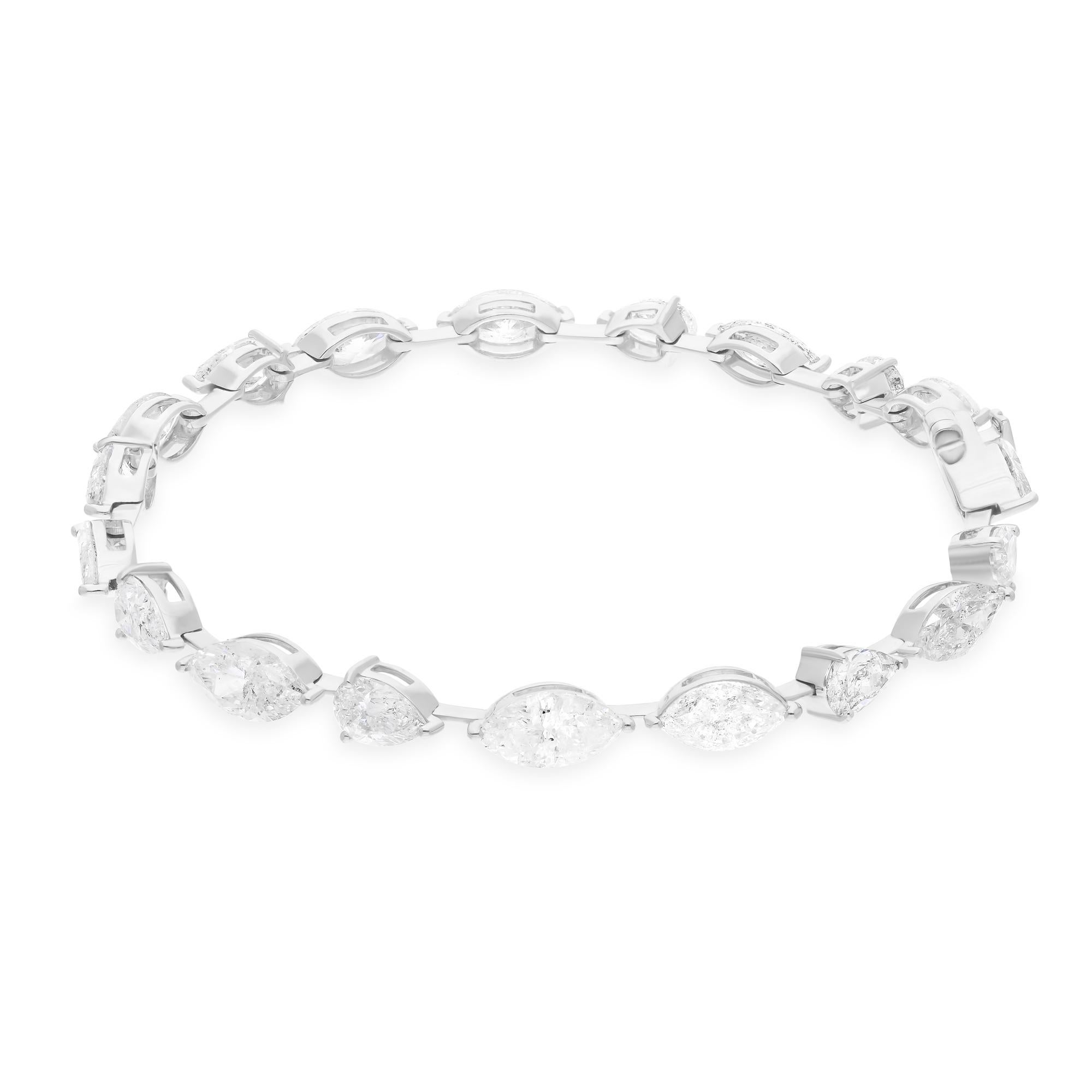 9,76 quilates SI/H Marquesa de diamantes Pera Pulsera de aniversario Oro blanco 14 quilates en Nuevo estado para la venta en Diera, Dubai