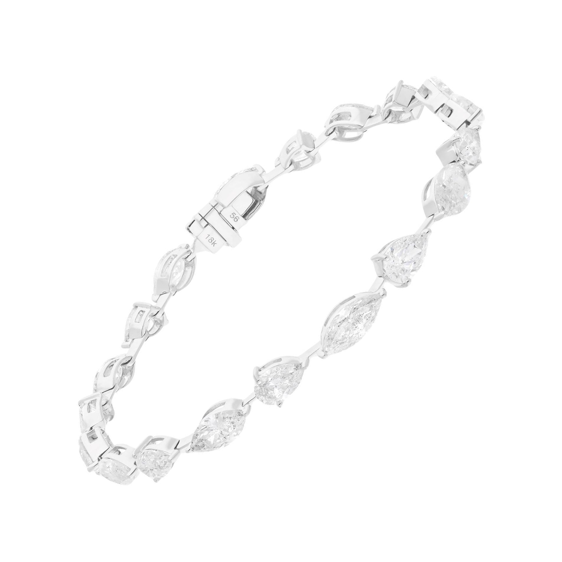 9,76Ct SI/H Pear Marquise Diamond Link Anniversary Bracelet Oro bianco 14 carati