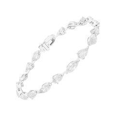 9,76Ct SI/H Pear Marquise Diamond Link Anniversary Bracelet Oro bianco 14 carati