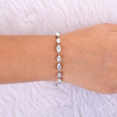 Natural 9.76 Carat SI/H Multi Shape Diamond Tennis Bracelet 18 Karat White Gold