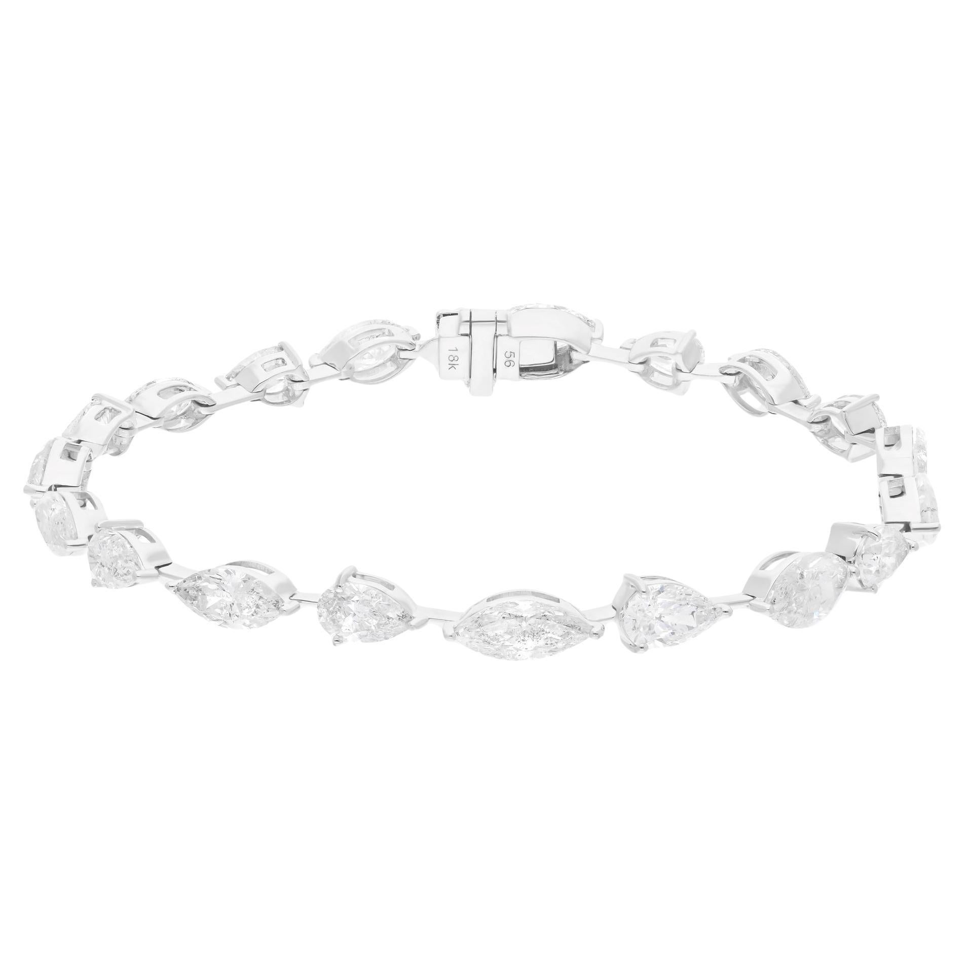 9,76 quilates SI/H Marquesa de diamantes Pera Pulsera de aniversario Oro blanco 18 quilates