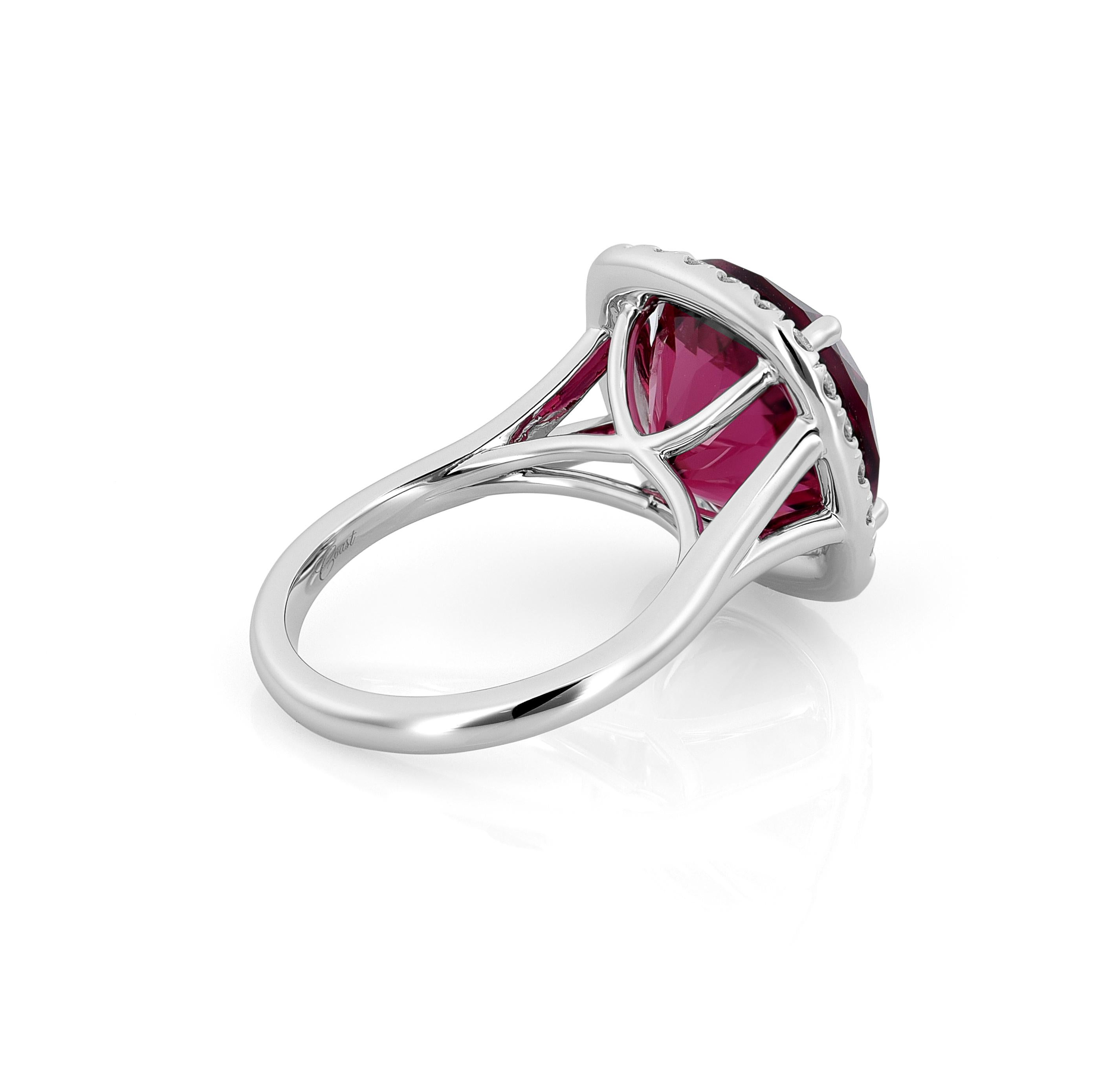 Mixed Cut 9.77 Carats Natural Red Tourmaline Diamonds set in 14K White Gold Ring For Sale