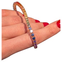 Bracciale Tennis con Zaffiro Naturale Arcobaleno 9,77ct in Oro Rosa 18cm x 3,5mm MXHM