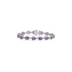 9.79 Carat Sapphire and Diamond Bracelet in 18k White Gold