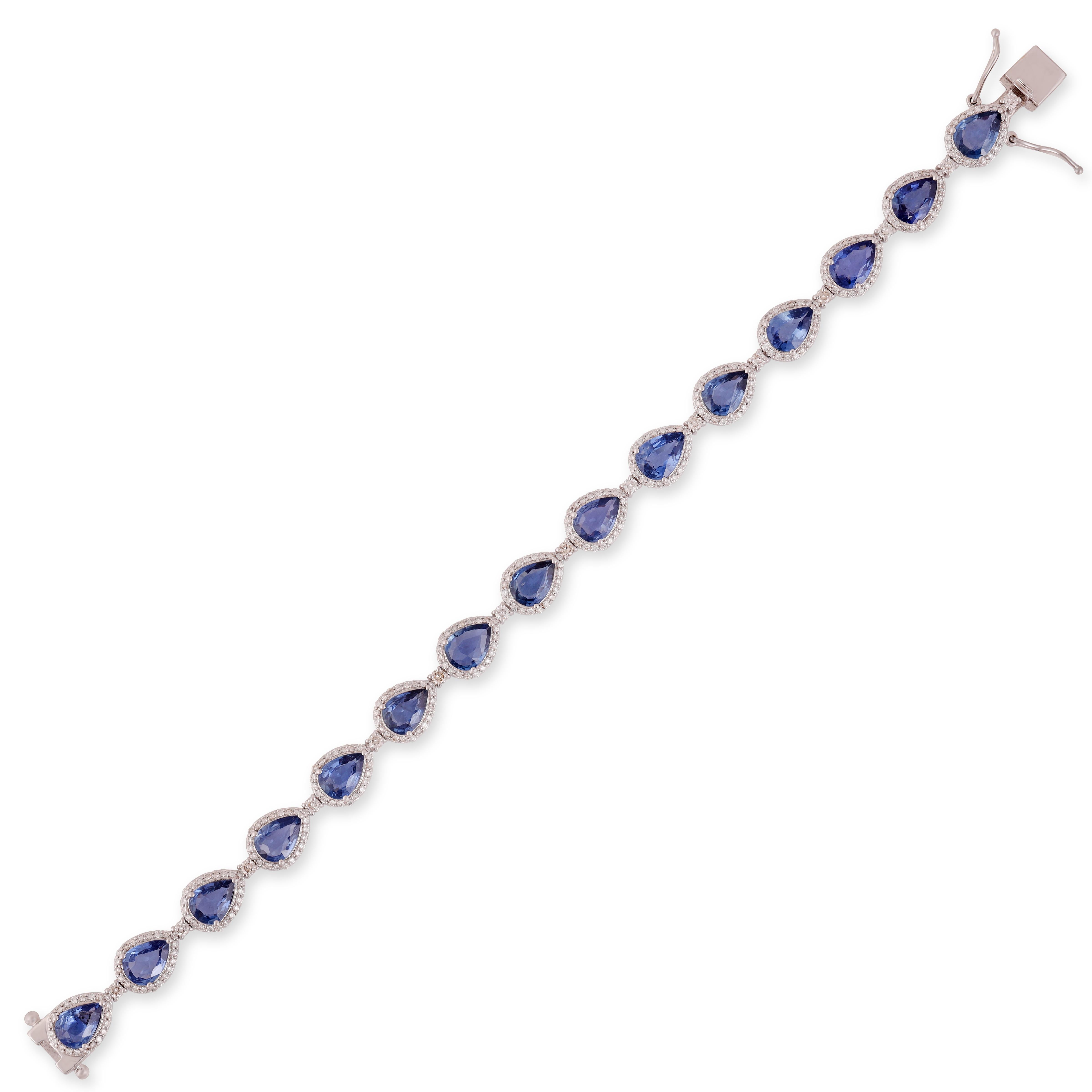 Bracelet saphir et diamant de 9,79 carats en or blanc 18k Neuf - En vente à Jaipur, Rajasthan