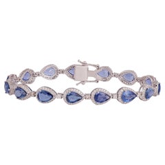Bracciale con zaffiro e diamanti da 9,79 carati in oro bianco 18 carati