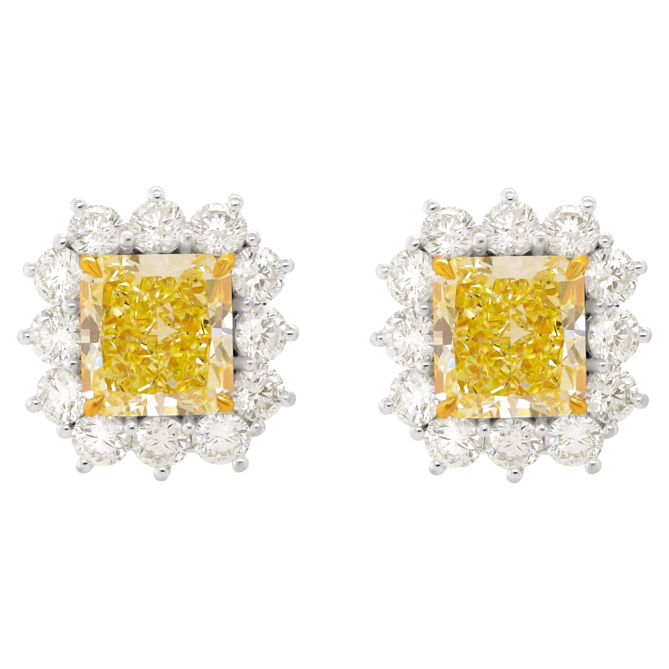 Diana M. 9.79 Carat Yellow Diamond Stud Earrings For Sale
