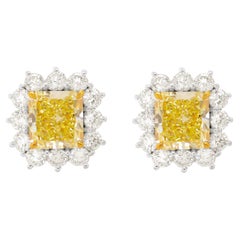 Diana M. 9.79 Carat Yellow Diamond Stud Earrings