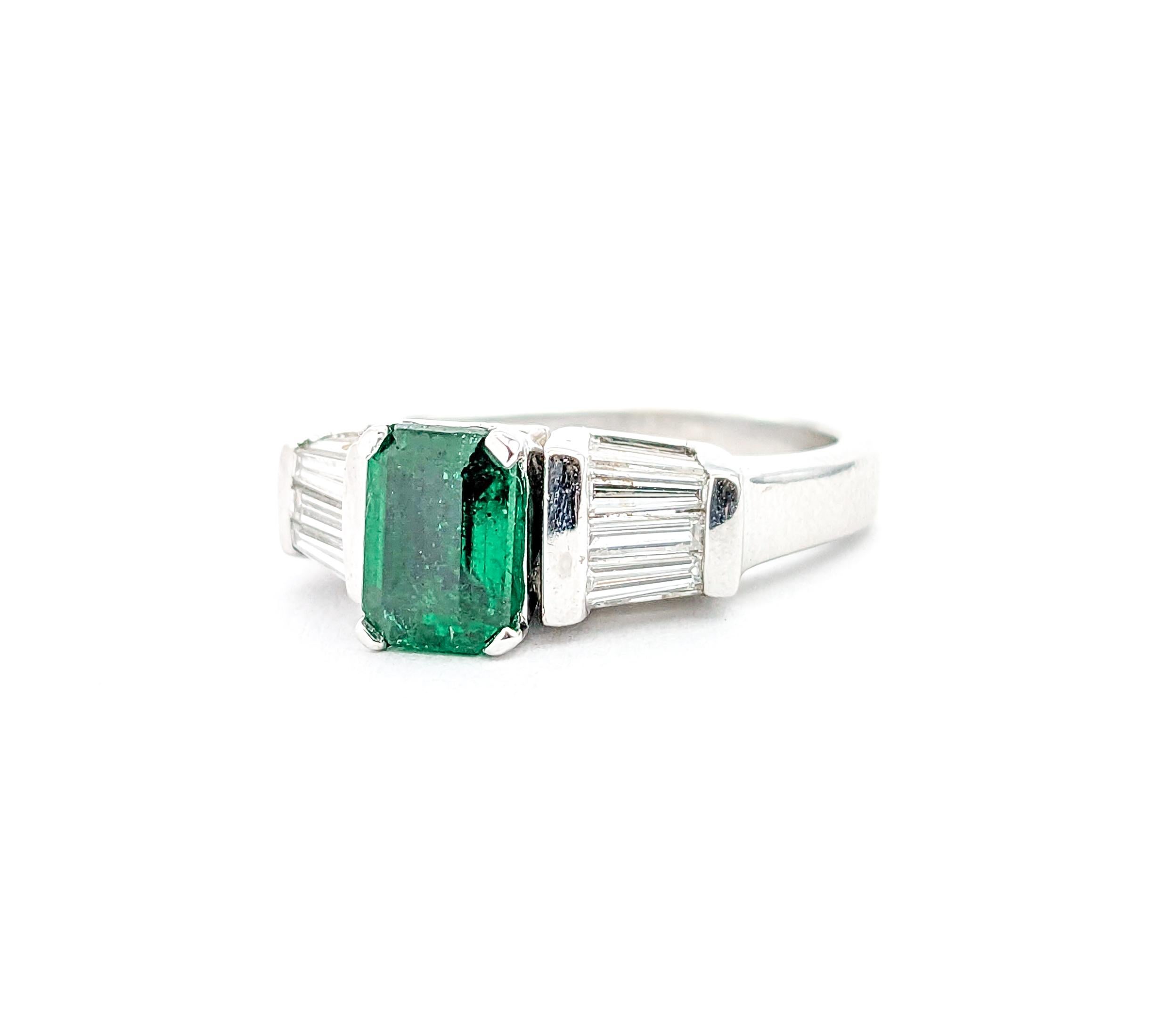 For Sale:  GIA Certified .97ct Emerald & 1.25ctw Diamond Ring In White Gold 3