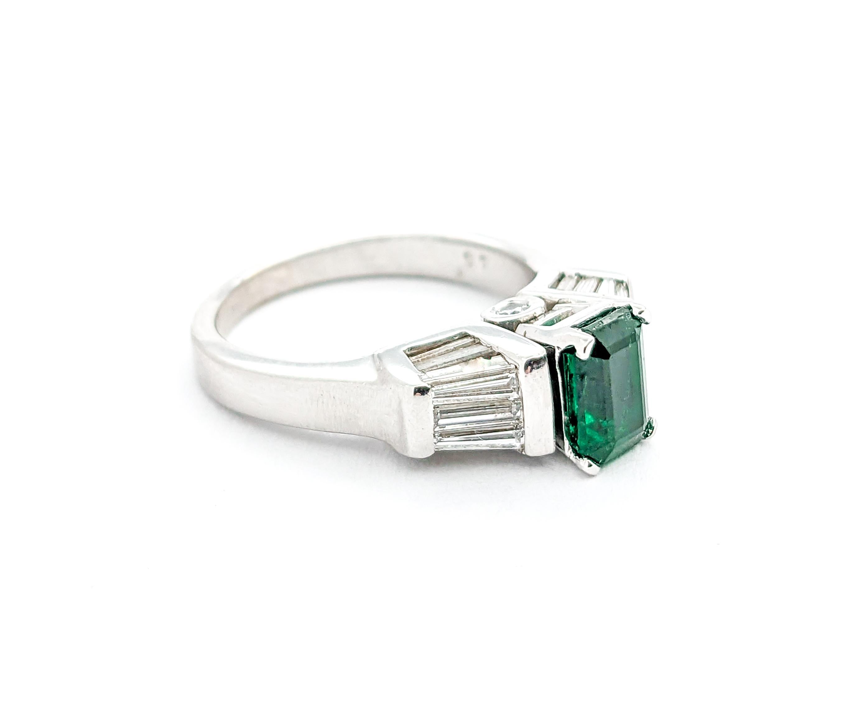 For Sale:  GIA Certified .97ct Emerald & 1.25ctw Diamond Ring In White Gold 6