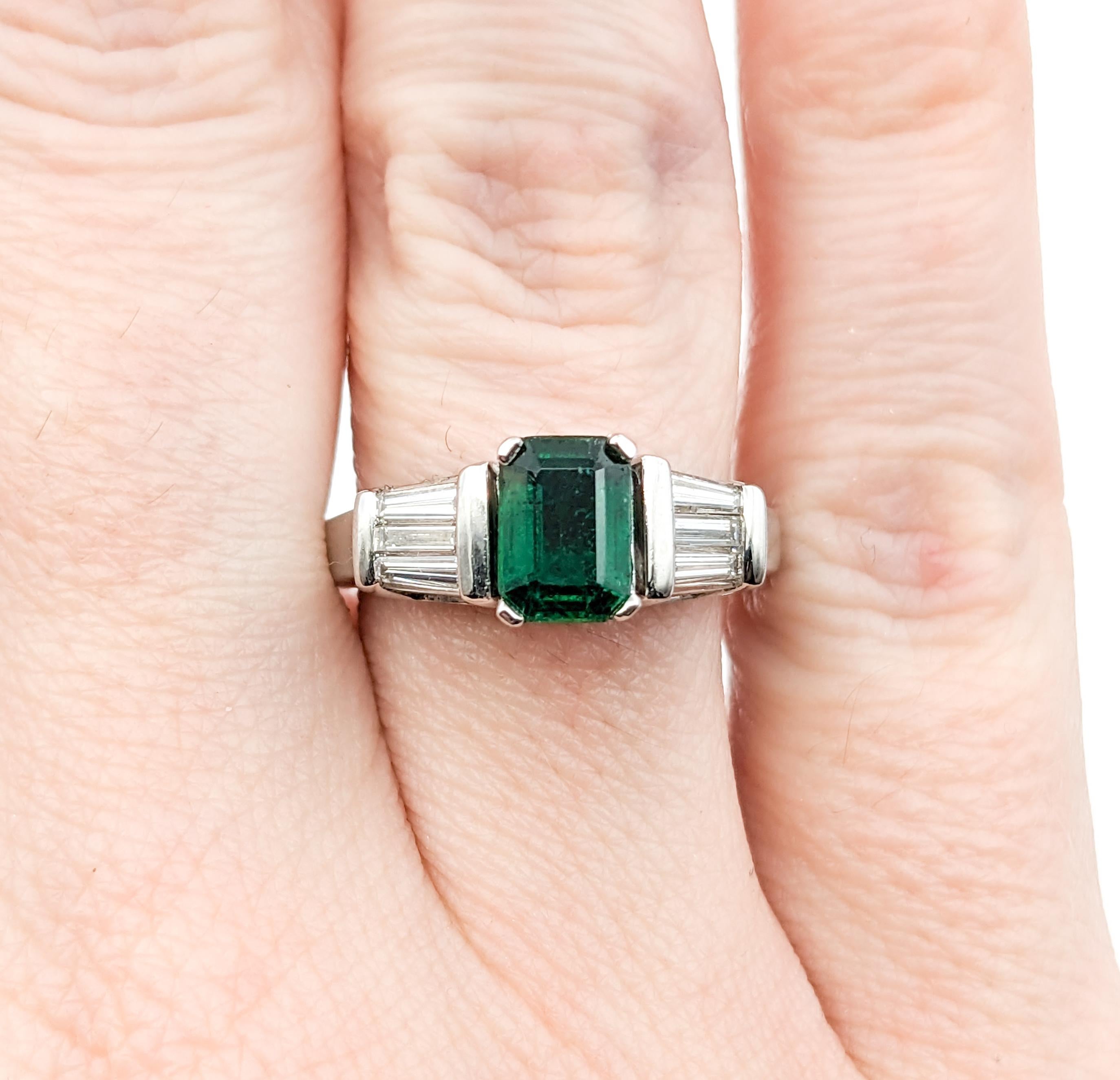 For Sale:  GIA Certified .97ct Emerald & 1.25ctw Diamond Ring In White Gold 8