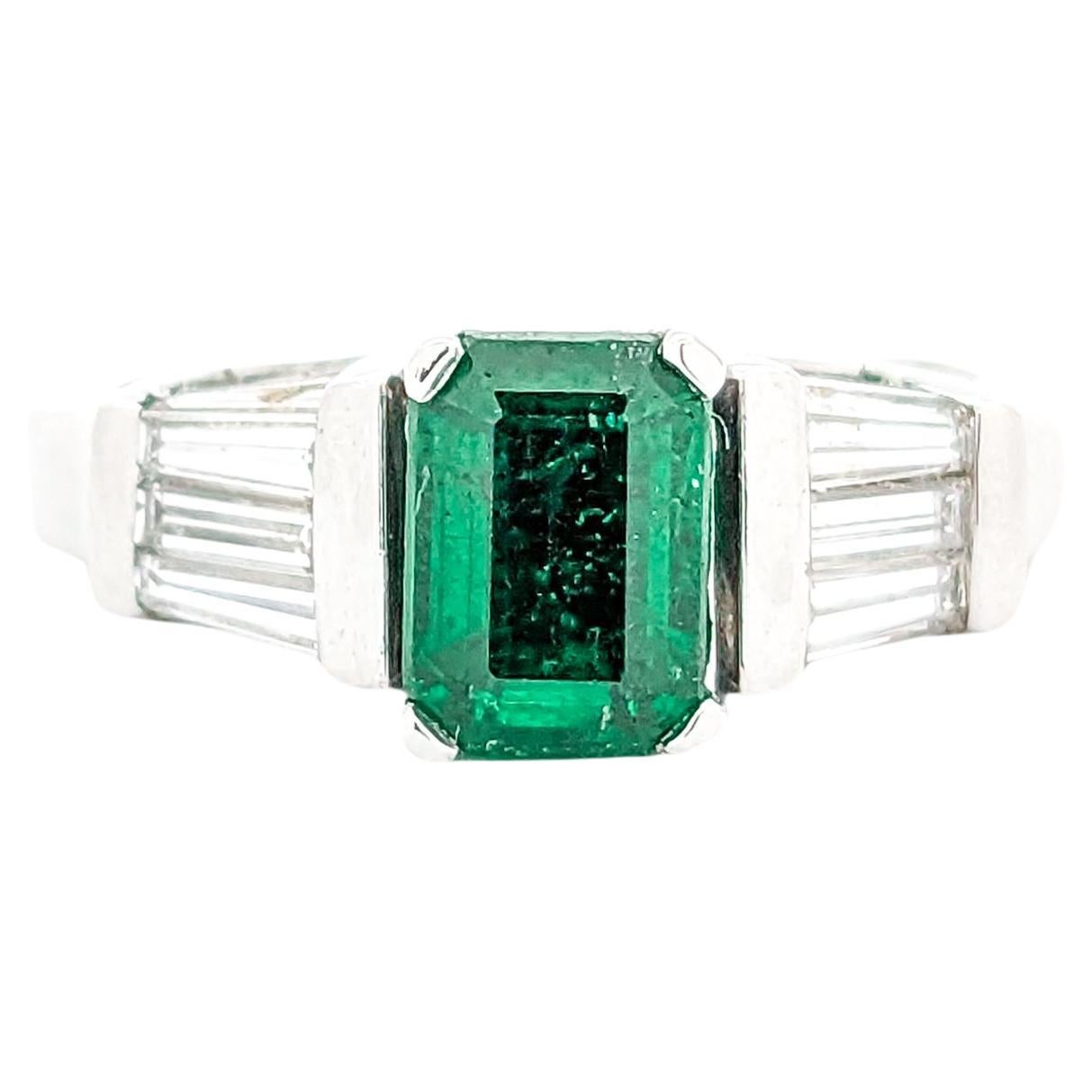 For Sale:  GIA Certified .97ct Emerald & 1.25ctw Diamond Ring In White Gold