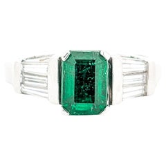 .97ct Emerald & 1.25ctw Diamond Ring In White Gold