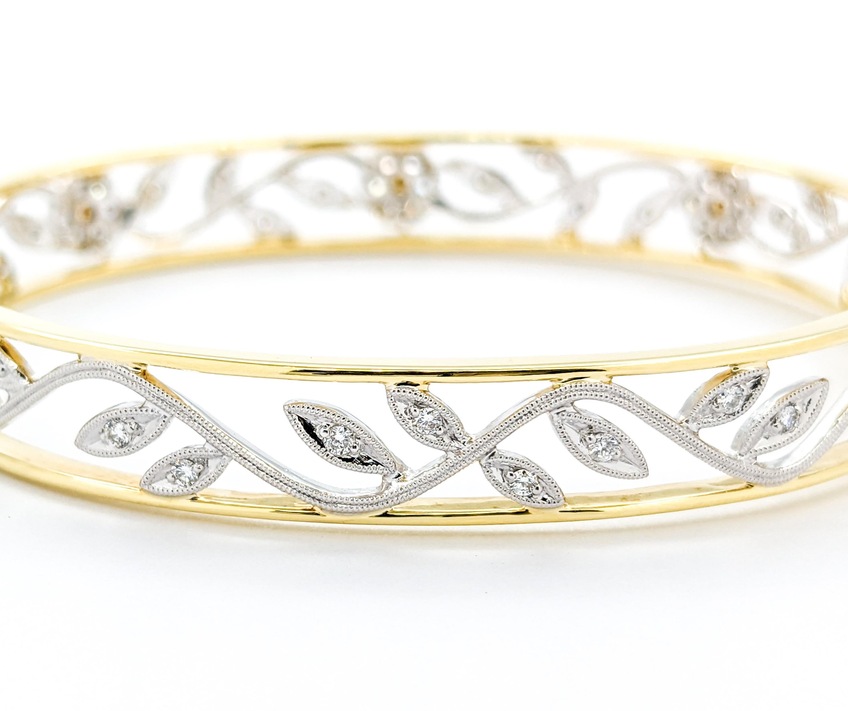 .97ctw Diamond Scharnier Armreif In zwei-Ton (Rundschliff)