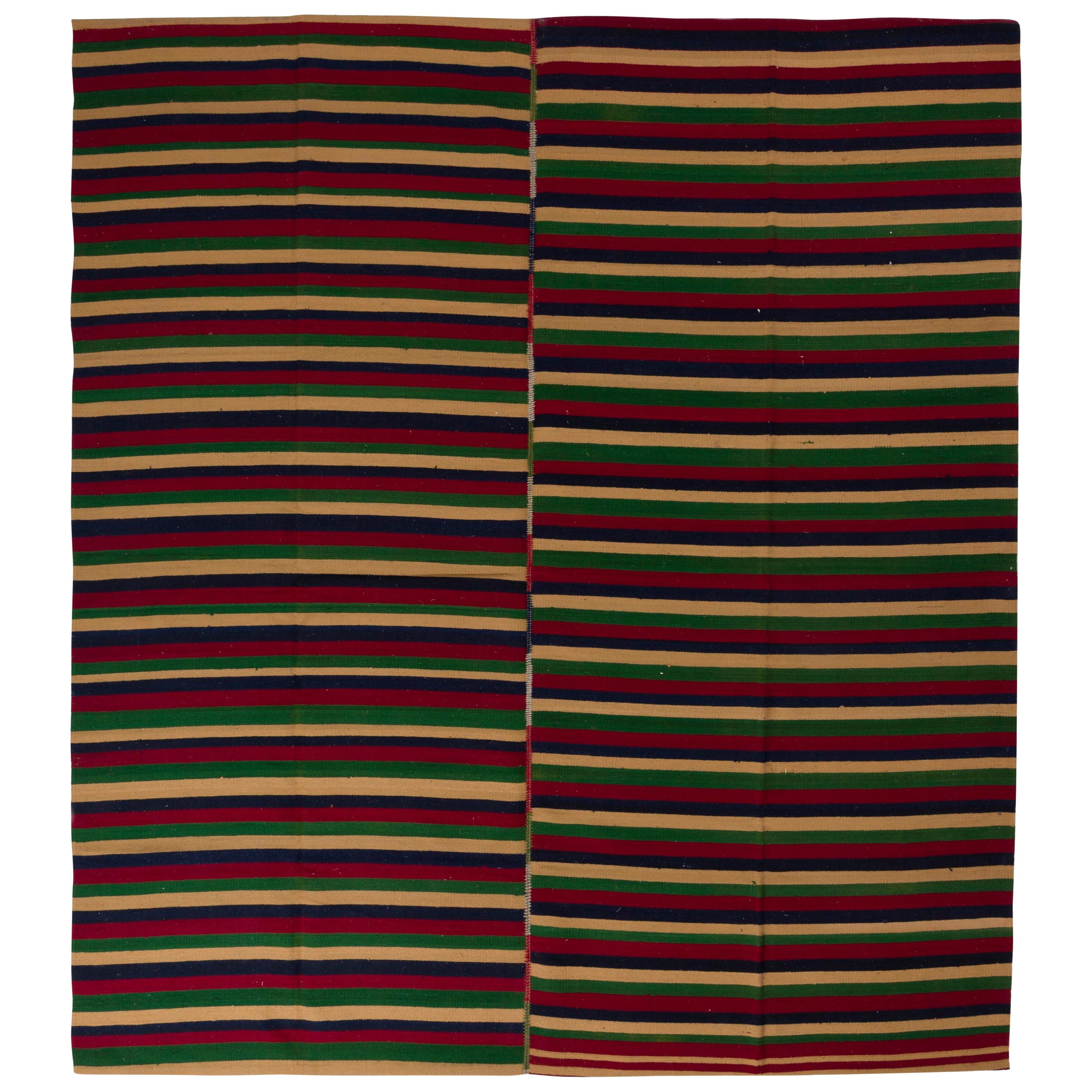 9.7x11 Ft handgewebter anatolischer Kelim 'Flat-Weave' mit Bändern, 100 % Wolle