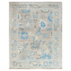 9'7 "x12'2" Dark Vanilla Brown Afghan Oushak Tapis oriental en laine douce noué à la main