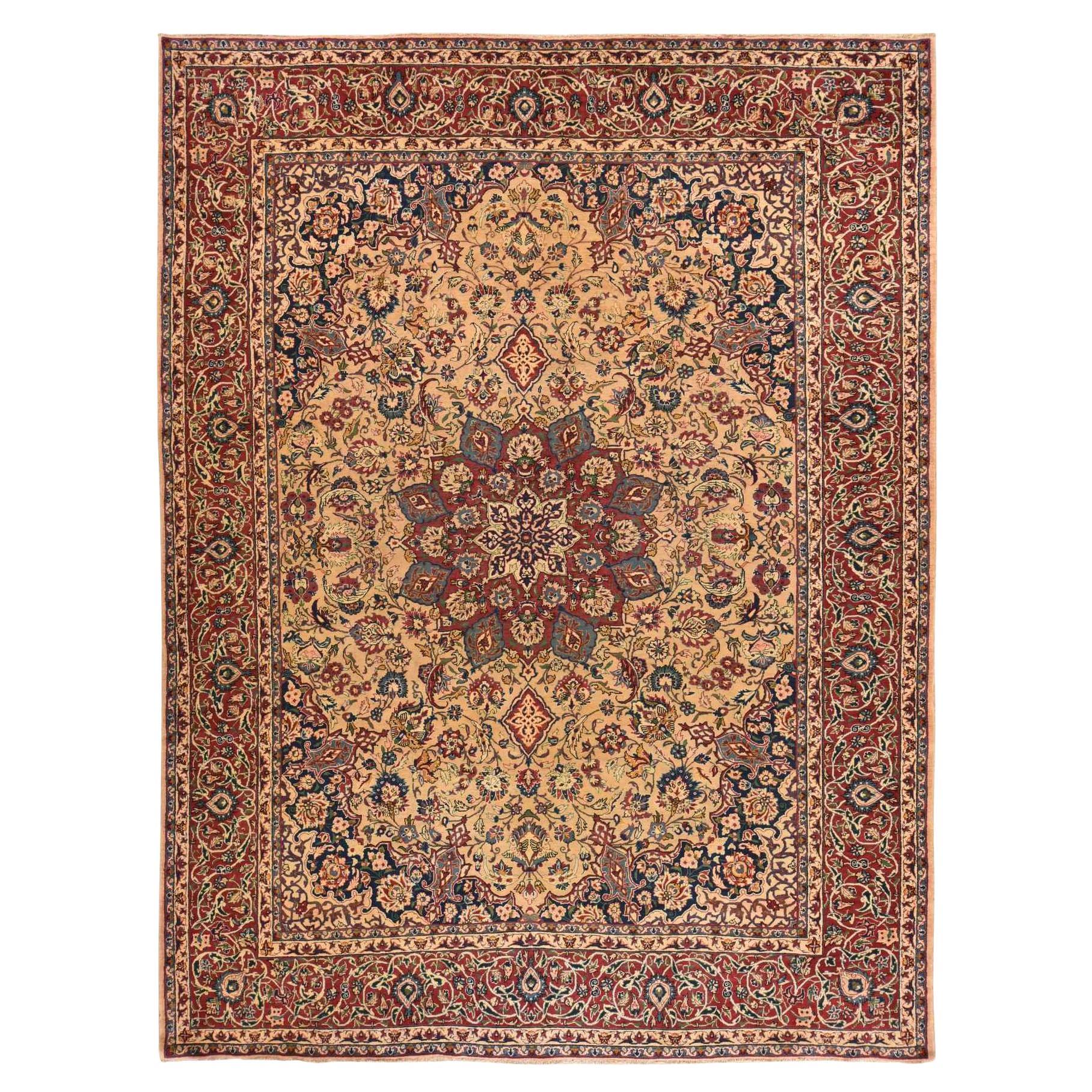 9'7 "x12'8" Burlywood Marrón Semi Antiguo Persa Tabriz Alfombra de Lana Anudada a Mano en venta