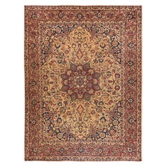 9'7 "x12'8" Burlywood Marrón Semi Antiguo Persa Tabriz Alfombra de Lana Anudada a Mano