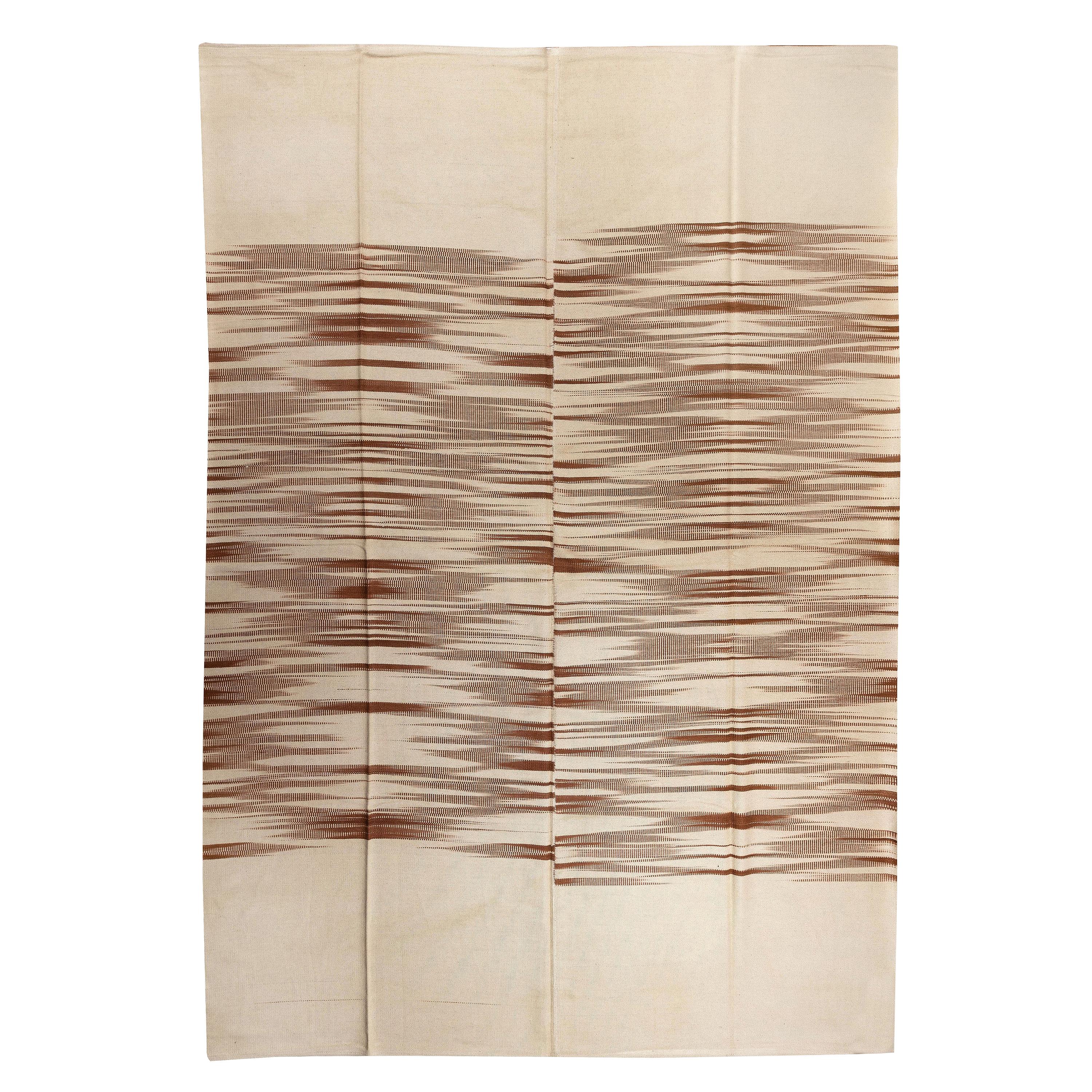9.7x12.8 Ft Modern Turkish Double Sided Kilim Rug. New Beige and Brown Carpet For Sale