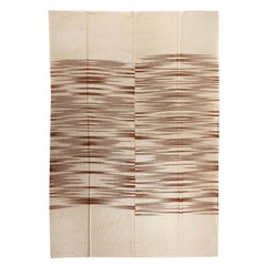9.7x12.8 Ft Modern Turkish Double Sided Kilim Rug. New Beige and Brown Carpet