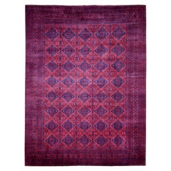 9'7"x12'9" Deep and Saturated Red, Hand Knotted Afghan Khamyab Pure Wool Rug