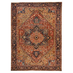 9'7 "x13'1" Savvy Red Antique Persian Heriz Hand Knotted Pure Wool Oriental Rugs