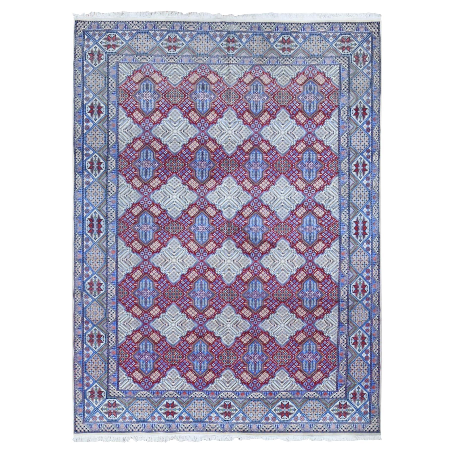 9'7"x13'2" Roter neuer persischer Nain-Wollteppich 300 KPSI Signierter handgeknüpfter orientalischer Teppich im Angebot