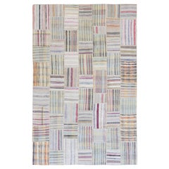 9.7x13.5 Ft Multicolor Striped Kilim. Adjustable Cotton Rag Rug. Oversize Carpet