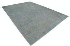 9.7x13.6 ft Hand Knotted Light Blue Large Area Rug for Living Room. Wool Carpet