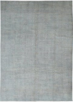 9.7x13.6 ft Hand Knotted Light Blue Large Area Rug for Living Room. Wool Carpet