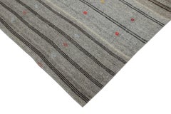 9.7x14.2 ft Vintage Gray Kilim, Adjustable Hand-Woven Carpet, Large Rug