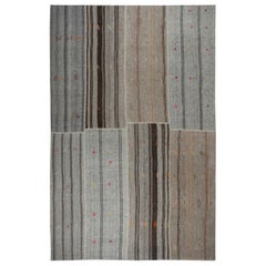 9.7x14.2 ft Vintage Gray Kilim, Adjustable Hand-Woven Carpet, Large Rug