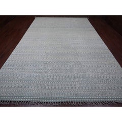 9'7 "x14'3" Alfombra Oriental de Lana Anudada a Mano Geométrica de Tejido Marroquí Verde Claro