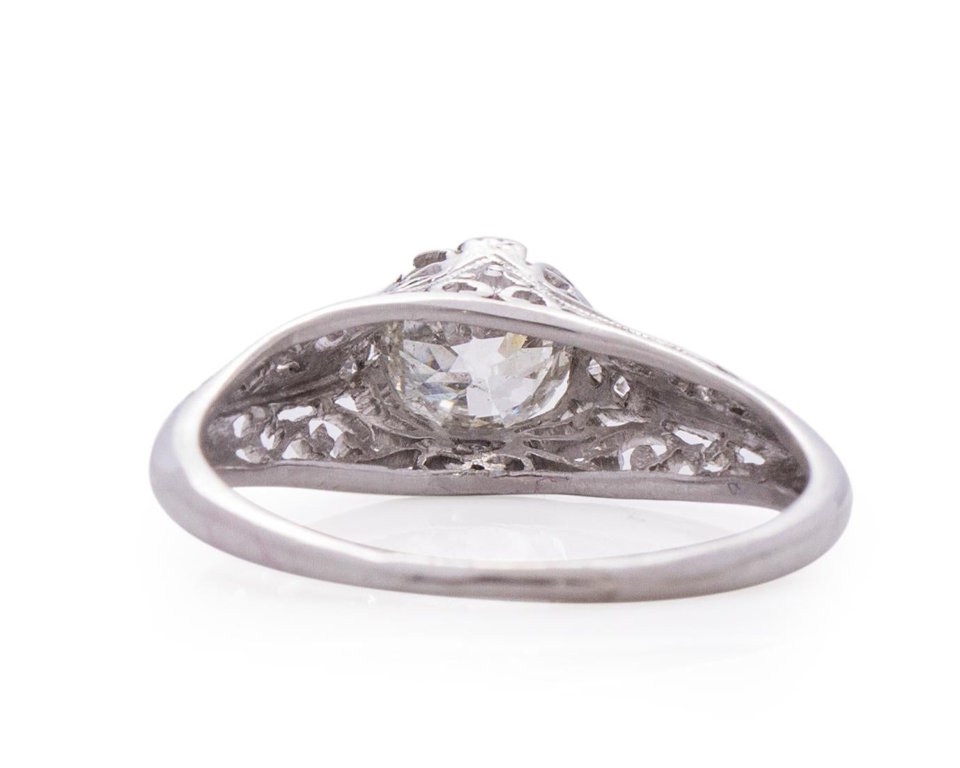 .98 Carat Art Deco Diamond Platinum Engagement Ring In Good Condition For Sale In Atlanta, GA