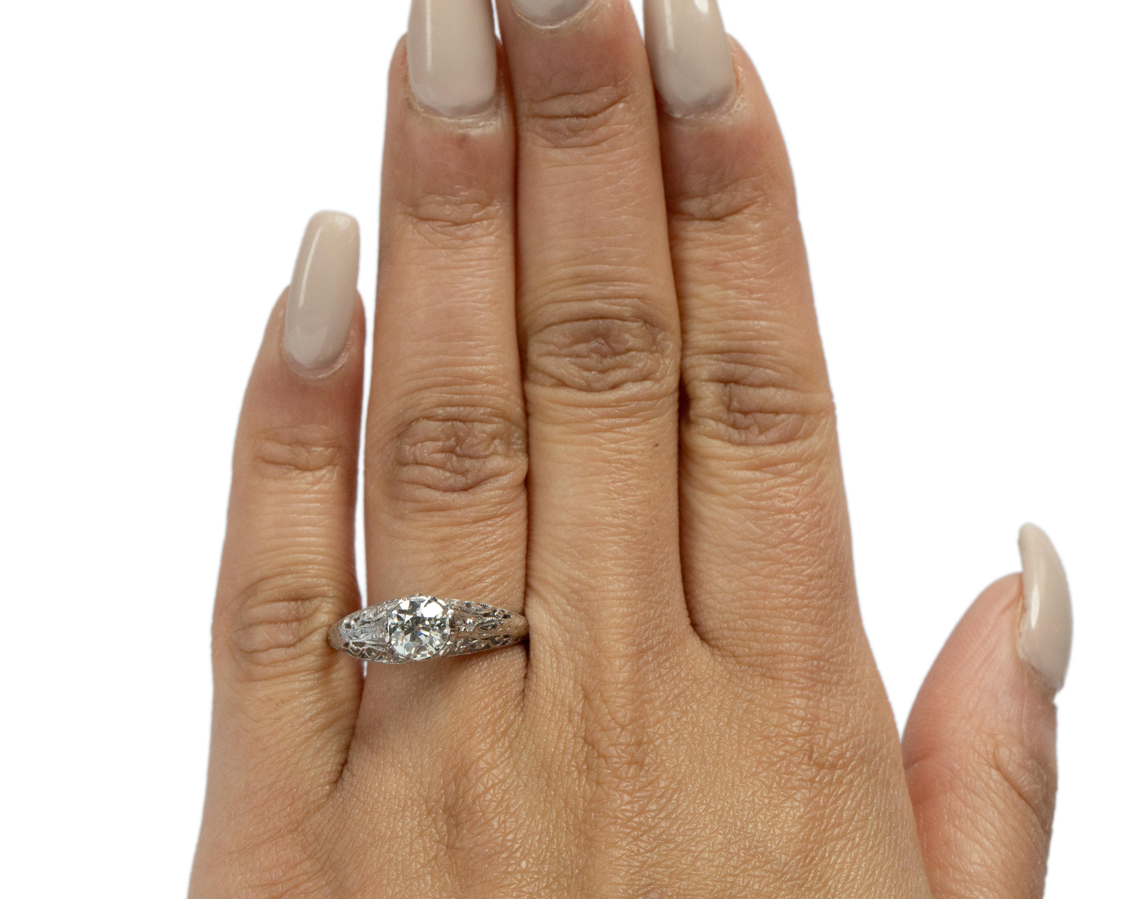 Women's .98 Carat Art Deco Diamond Platinum Engagement Ring For Sale